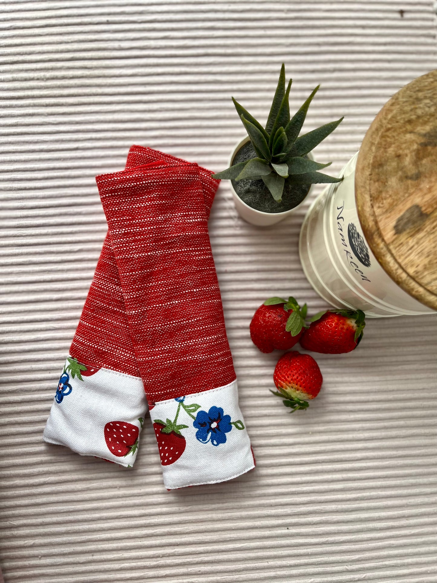 Bundle - Strawberries ( Fridge cover , Fridge Handle Cover, Microwave cover )