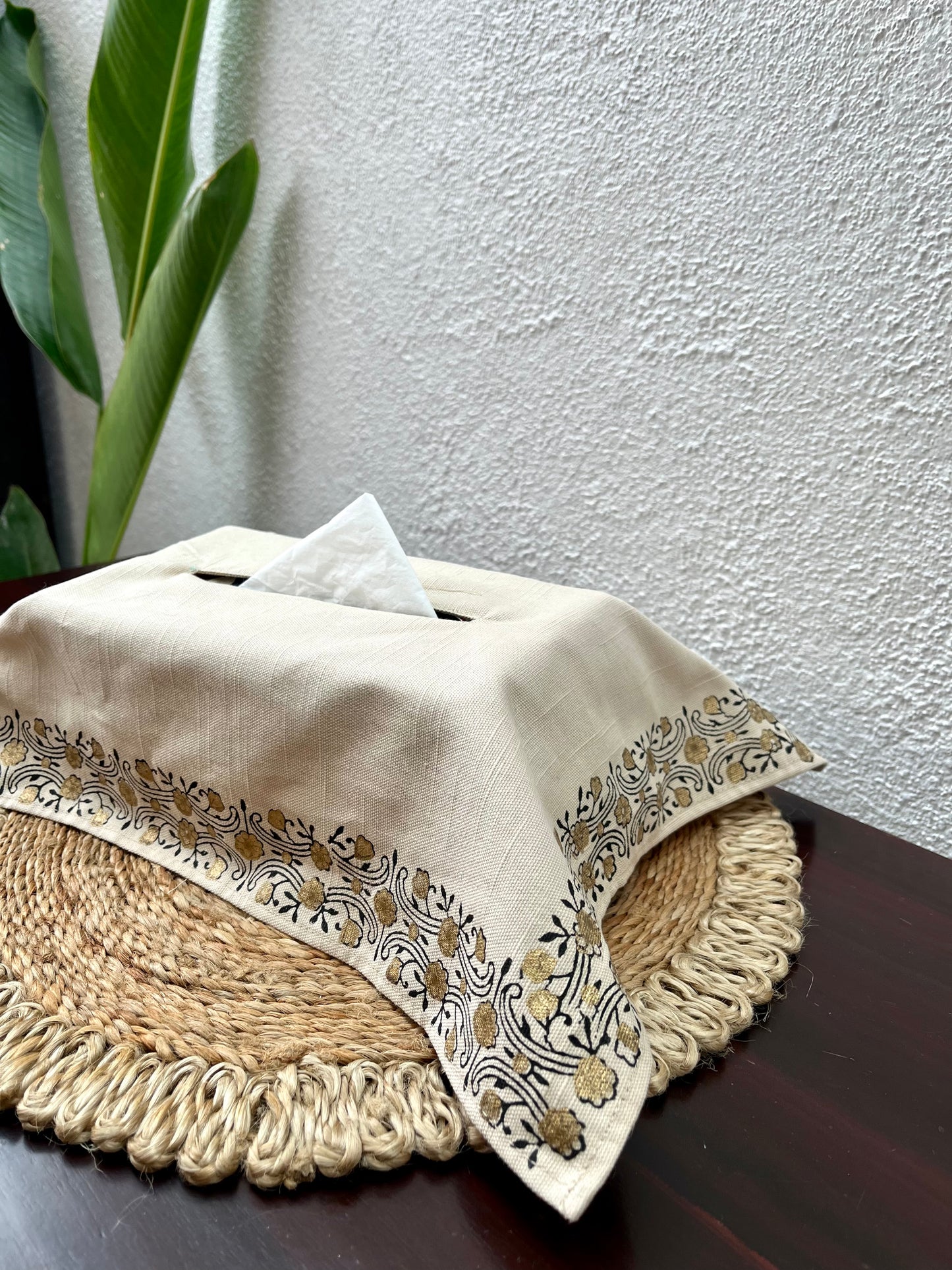 Tissue Box Cover - Black & Gold