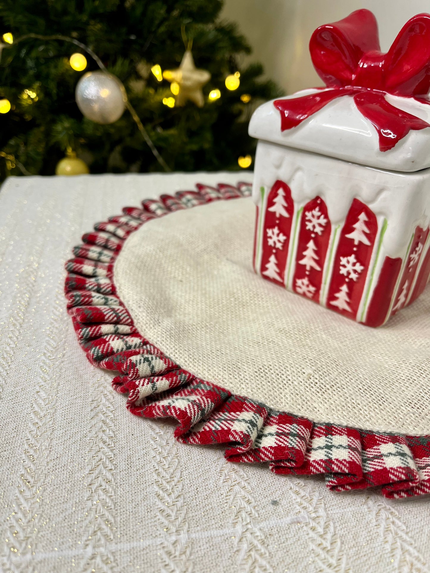 Centre Table Mat - Red Madras Checks