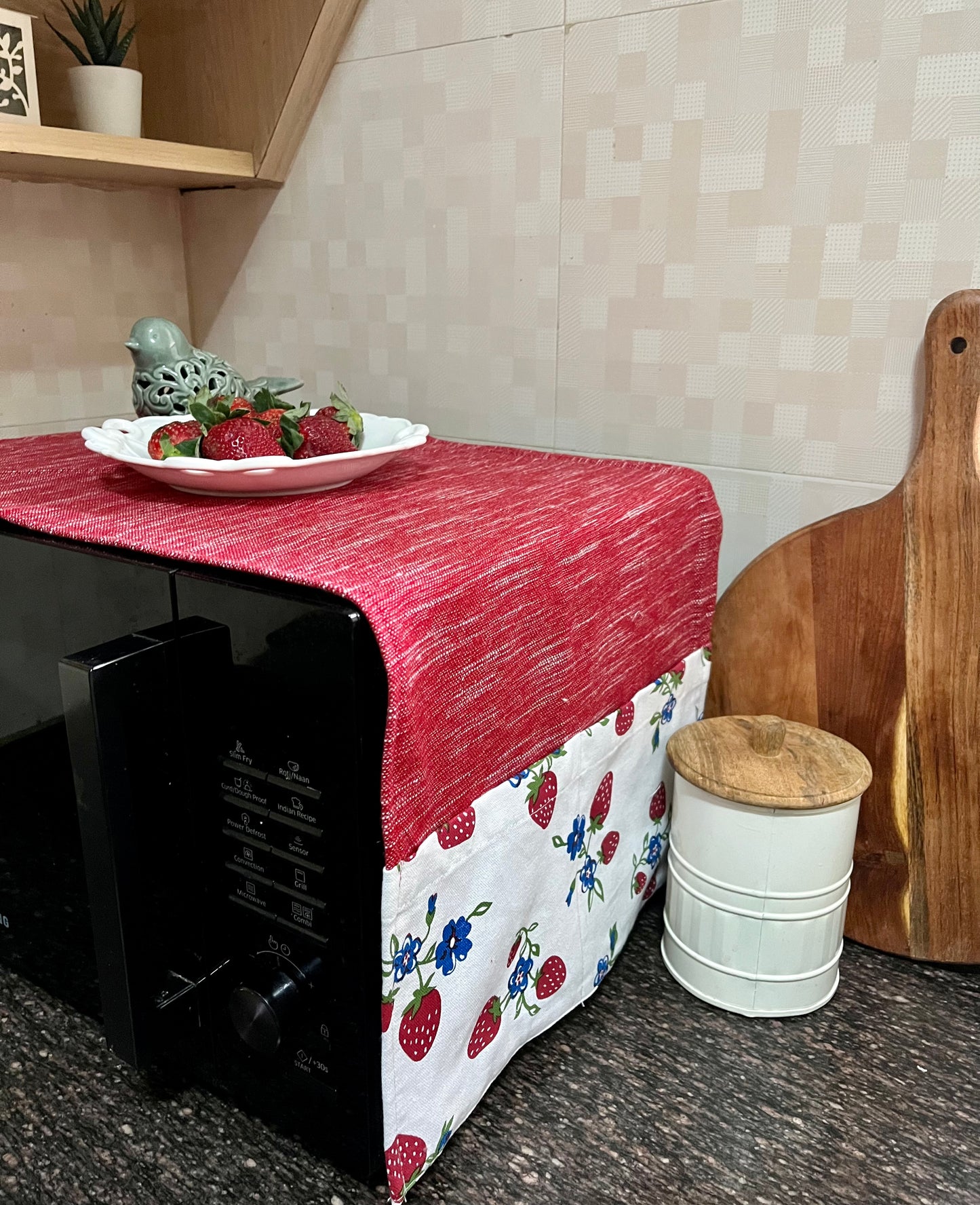 Bundle - Strawberries ( Fridge cover , Fridge Handle Cover, Microwave cover )