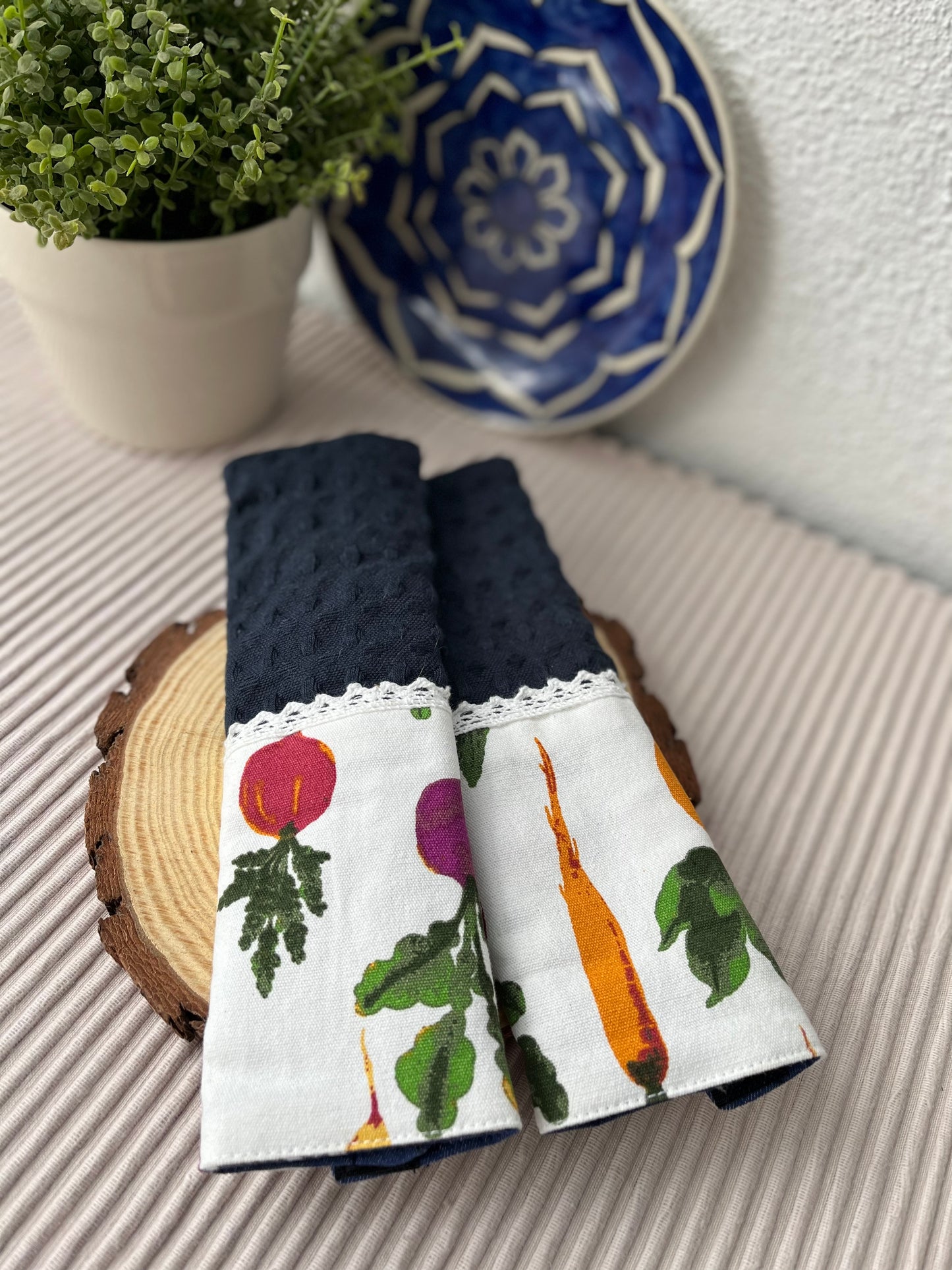 Bundle - Carrots and Turnips ( Microwave cover, Fridge Handle Cover, Kitchen Towel )