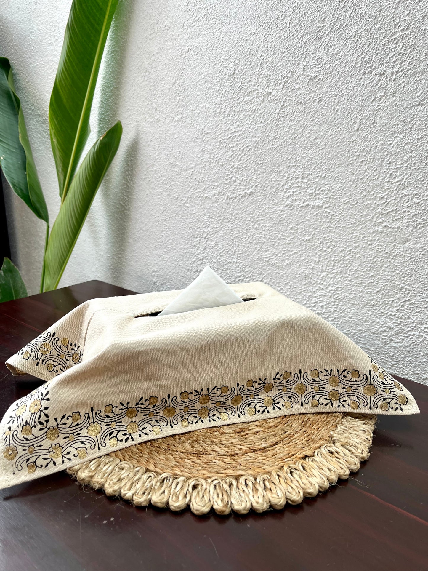 Tissue Box Cover - Black & Gold