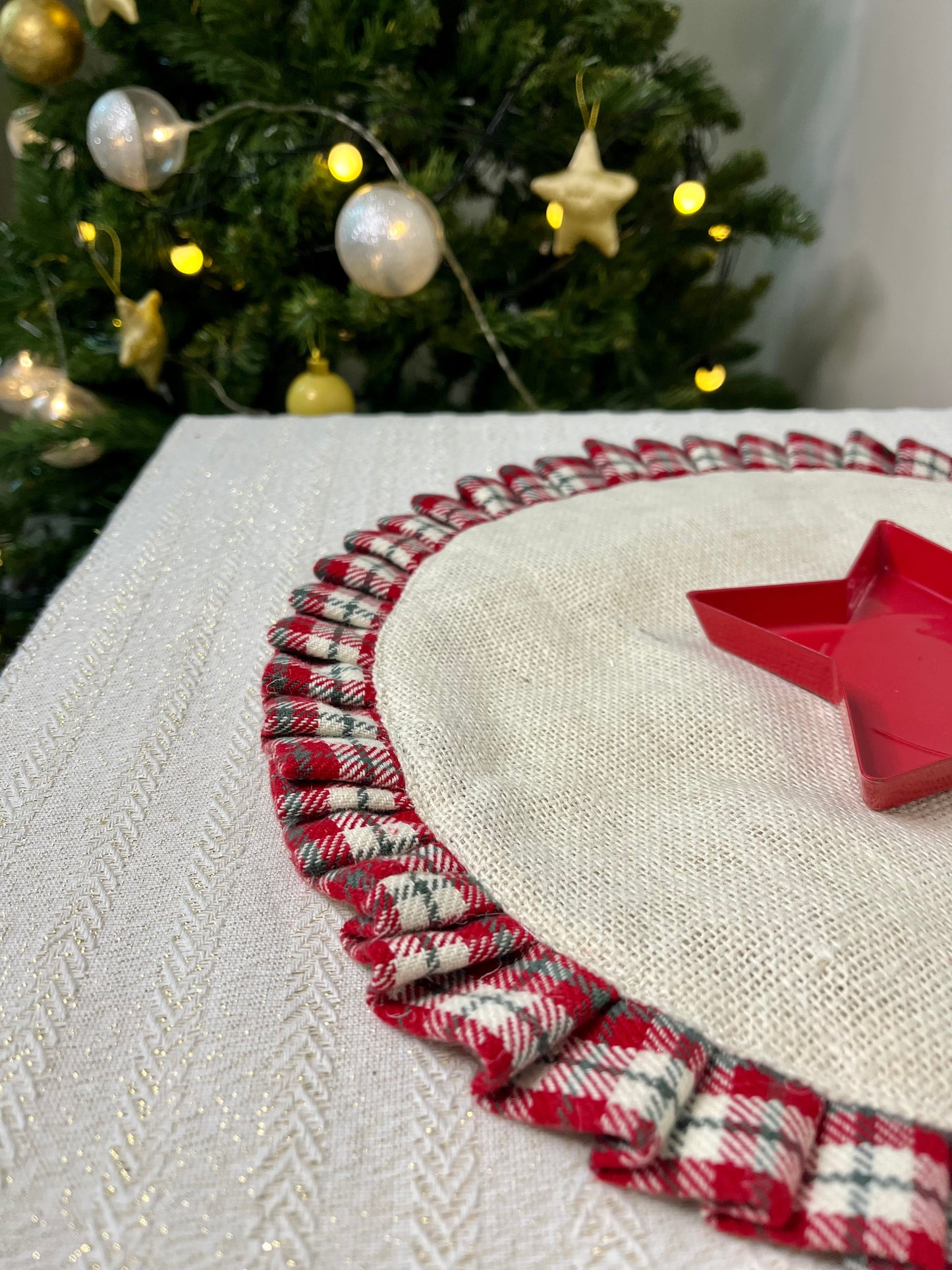 Centre Table Mat - Red Madras Checks