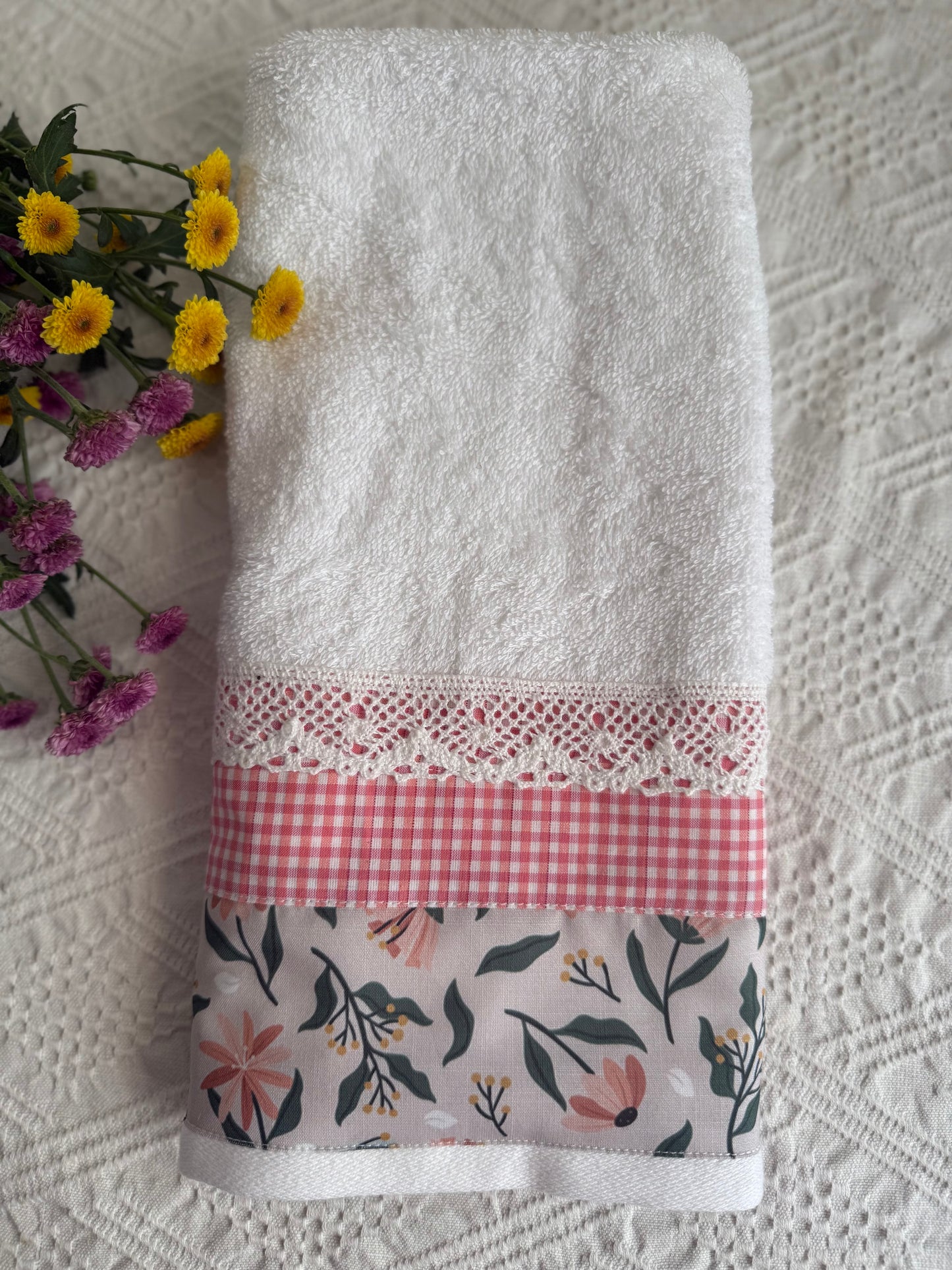 Hand Towel - Blooms on White