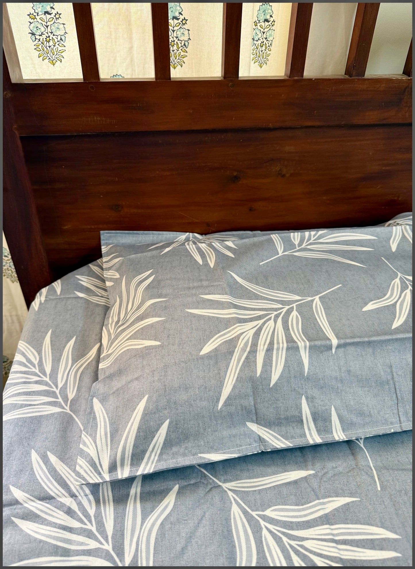 Bed Sheet - Ferns on Blue