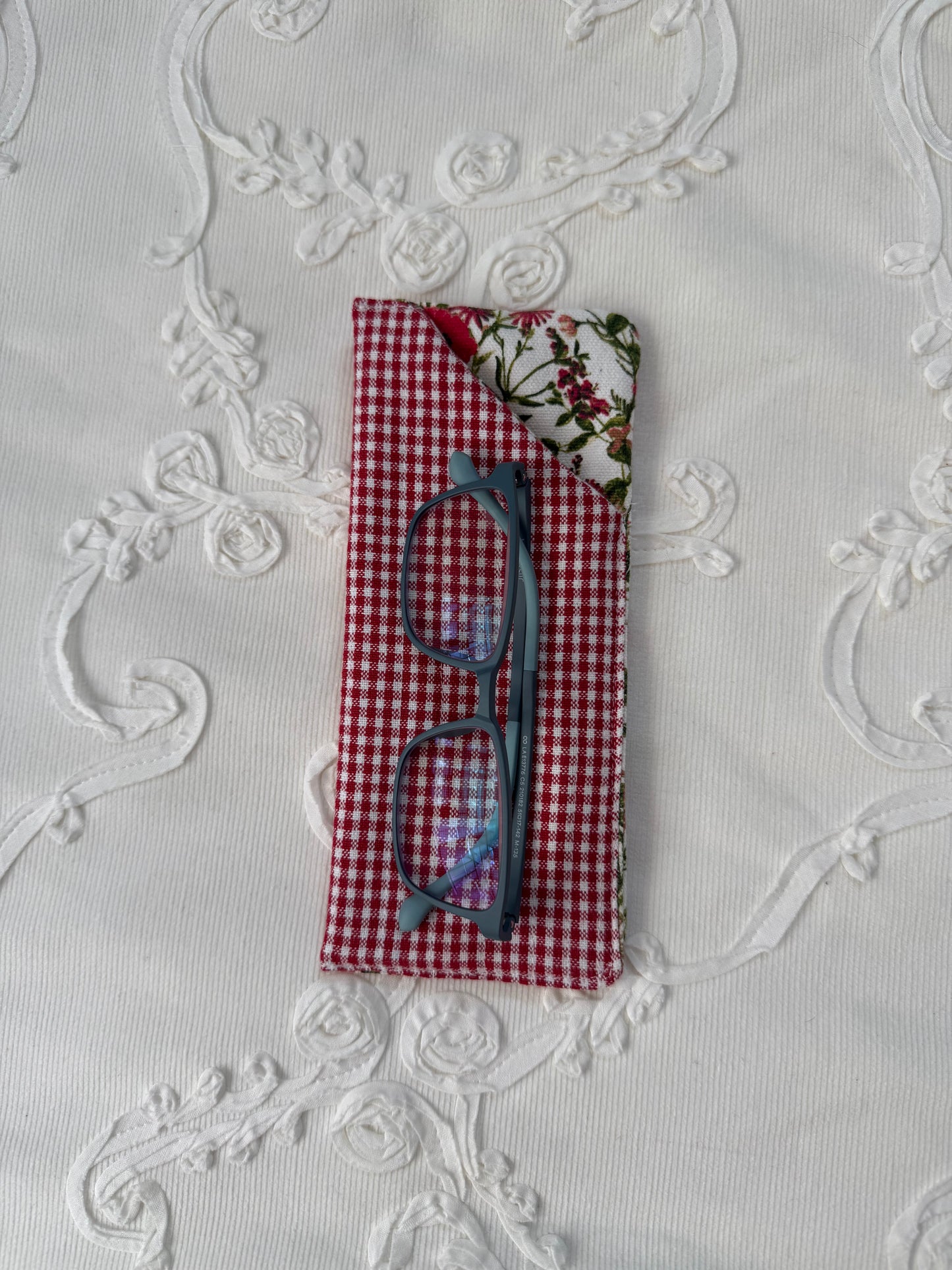 Sunglass/ Reading glass Pouch - Lil Red Gingham