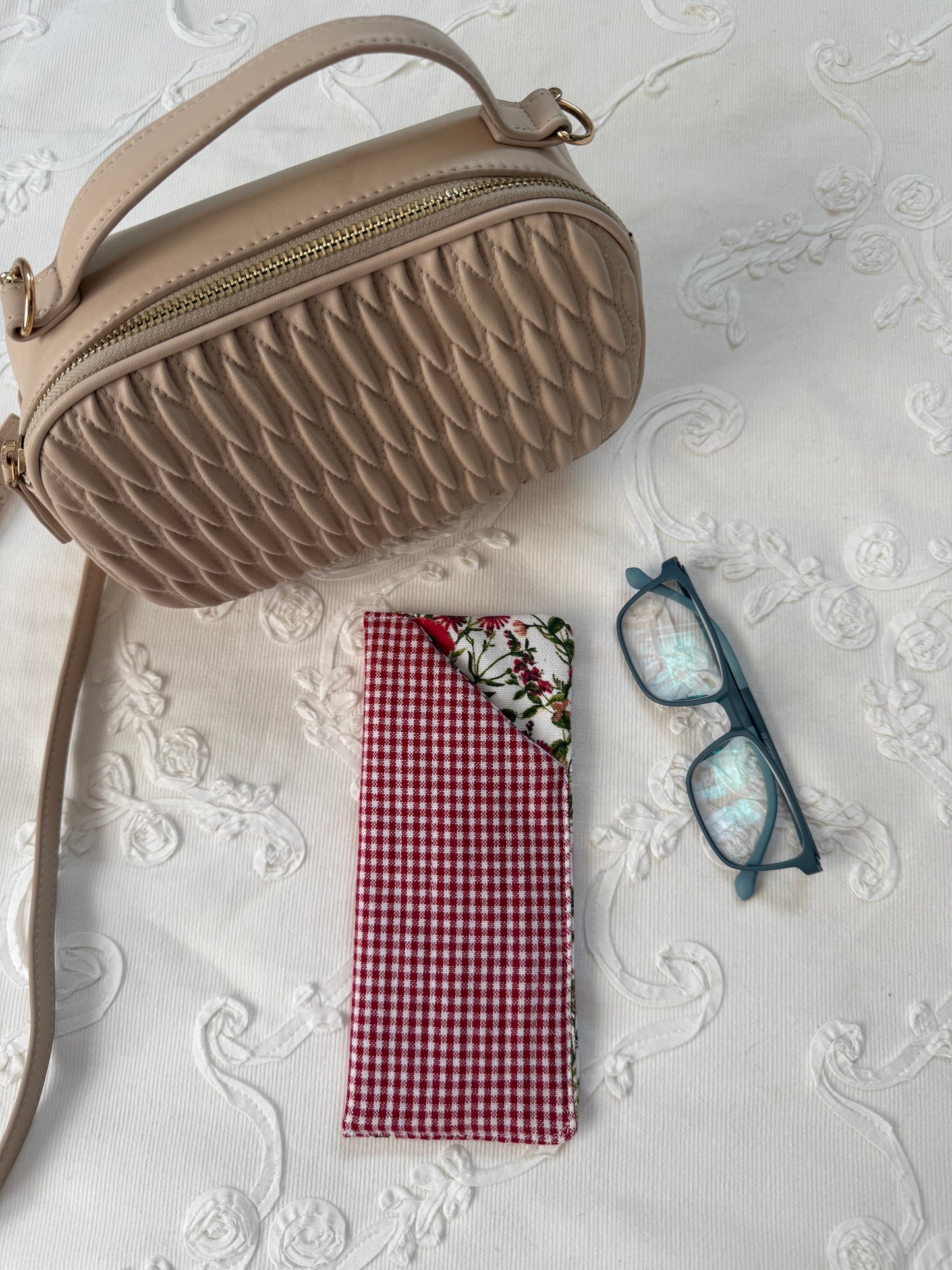 Sunglass/ Reading glass Pouch - Lil Red Gingham