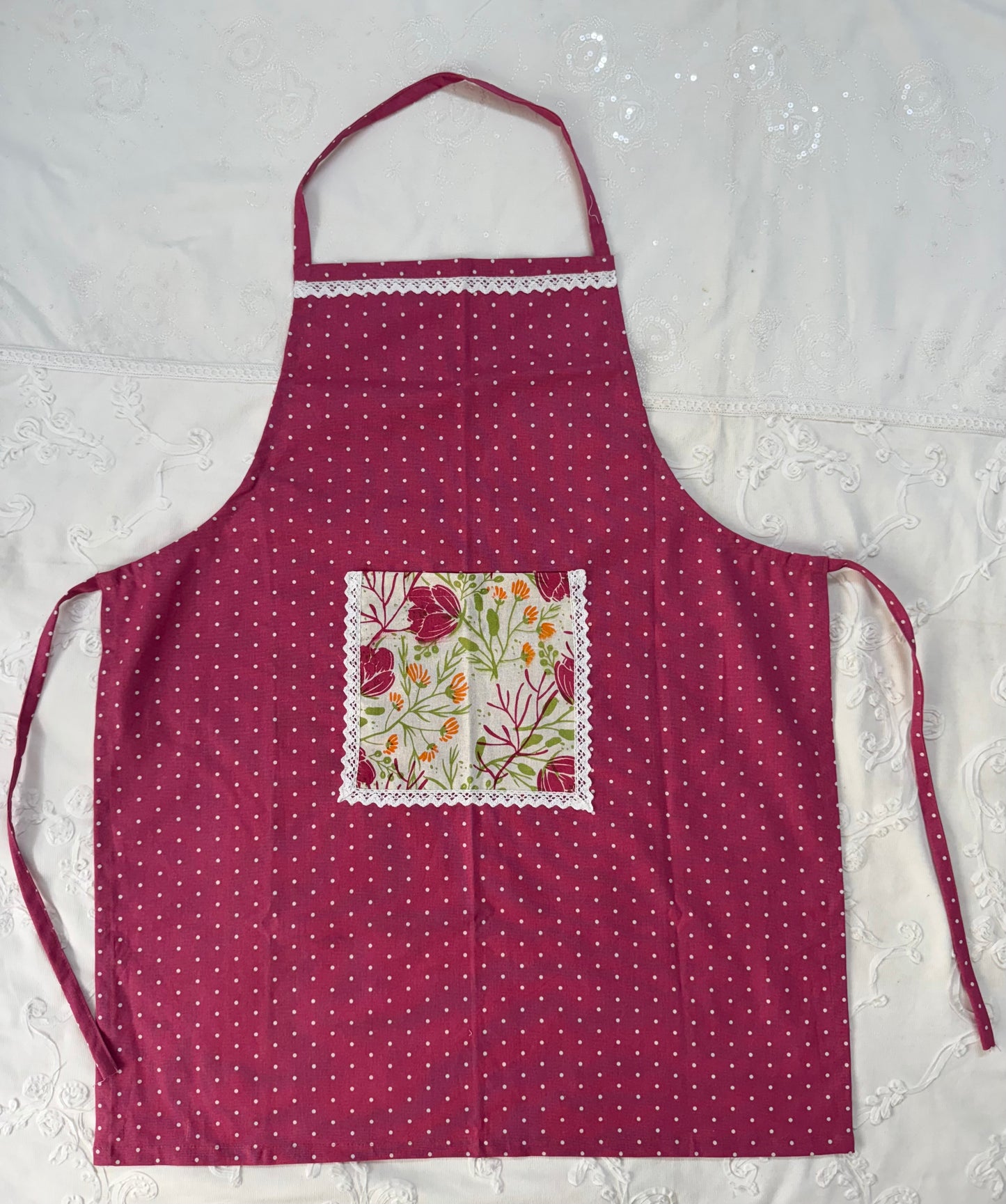 Apron- Pink polka
