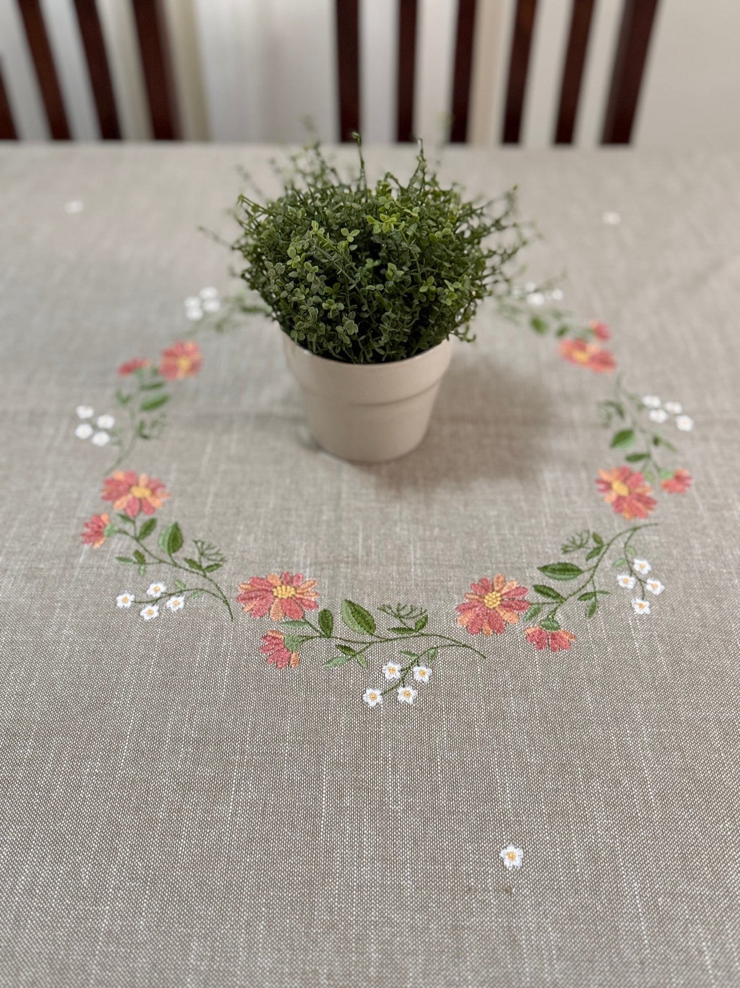 Tablecloth- Ring of Flowers ( embroidered)