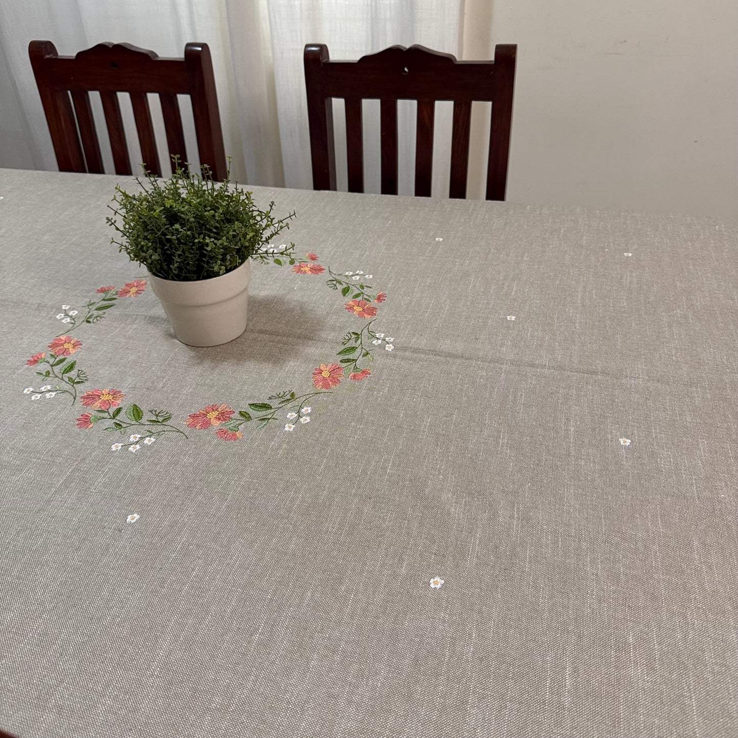 Tablecloth- Ring of Flowers ( embroidered)