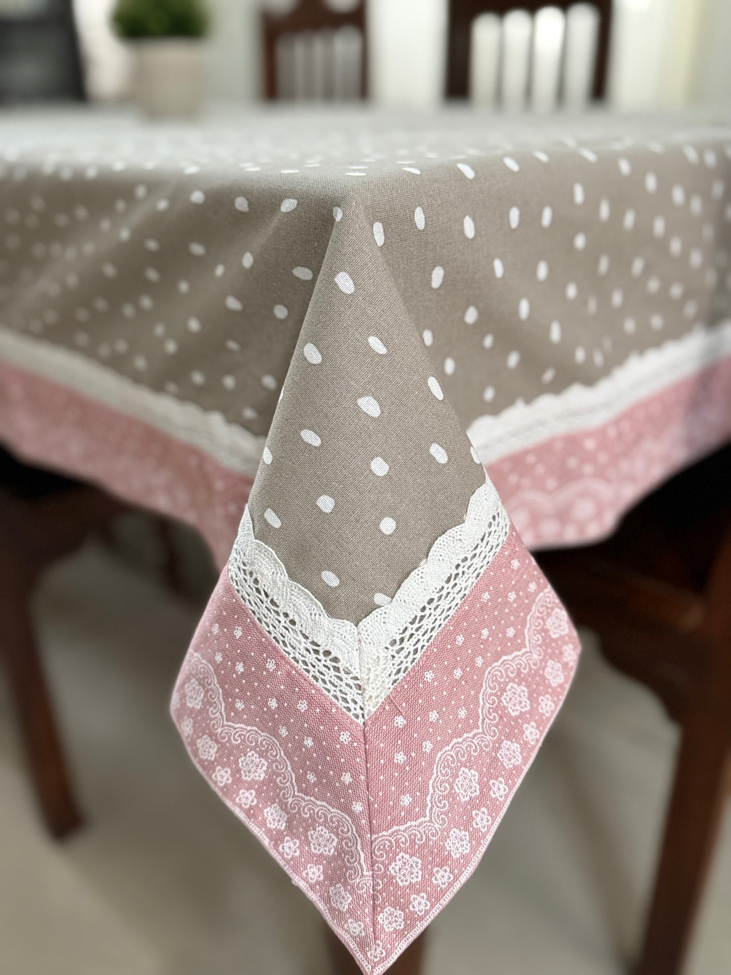 Tablecloth- Beige Polka