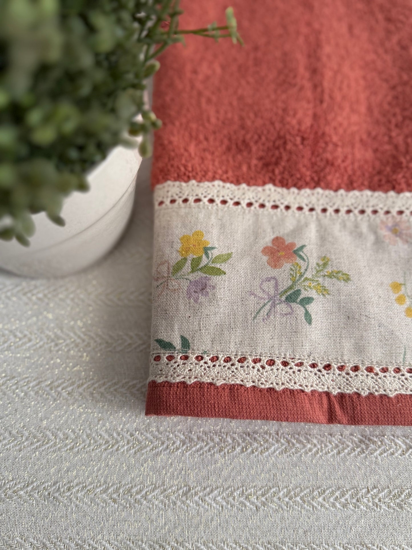 Hand Towel - Peach Florals