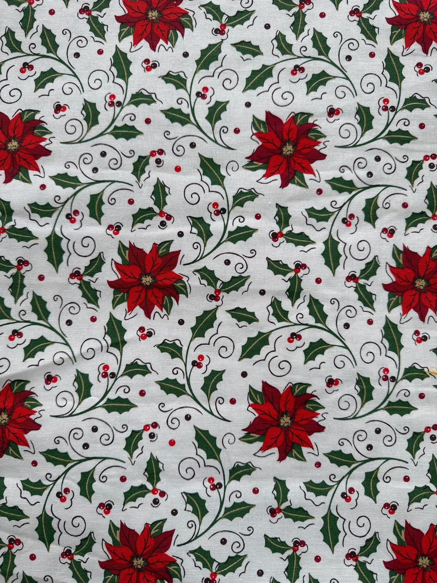 Christmas Bedspread/ Bedsheet - RicRac n Poinsettias (All Sizes)