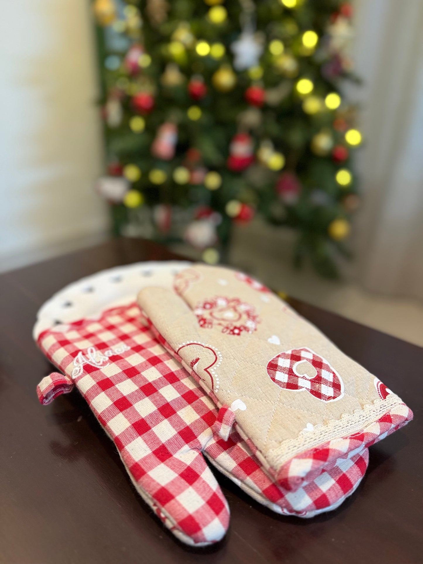 Mittens - Gingham and Hearts (Set of 2)