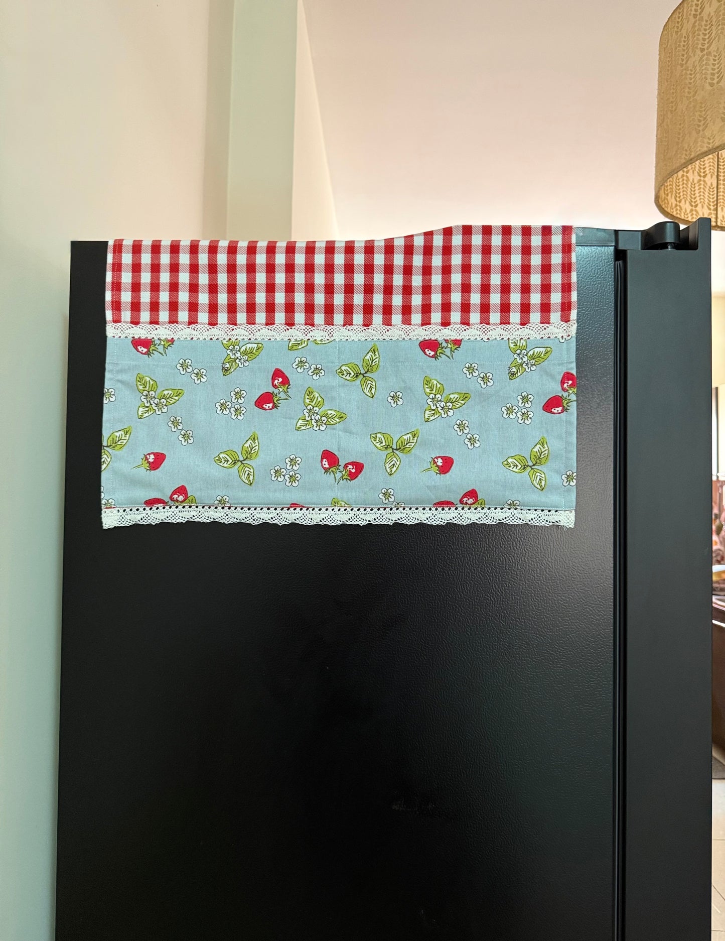 Fridge Top Cover- Strawberries and Gingham
