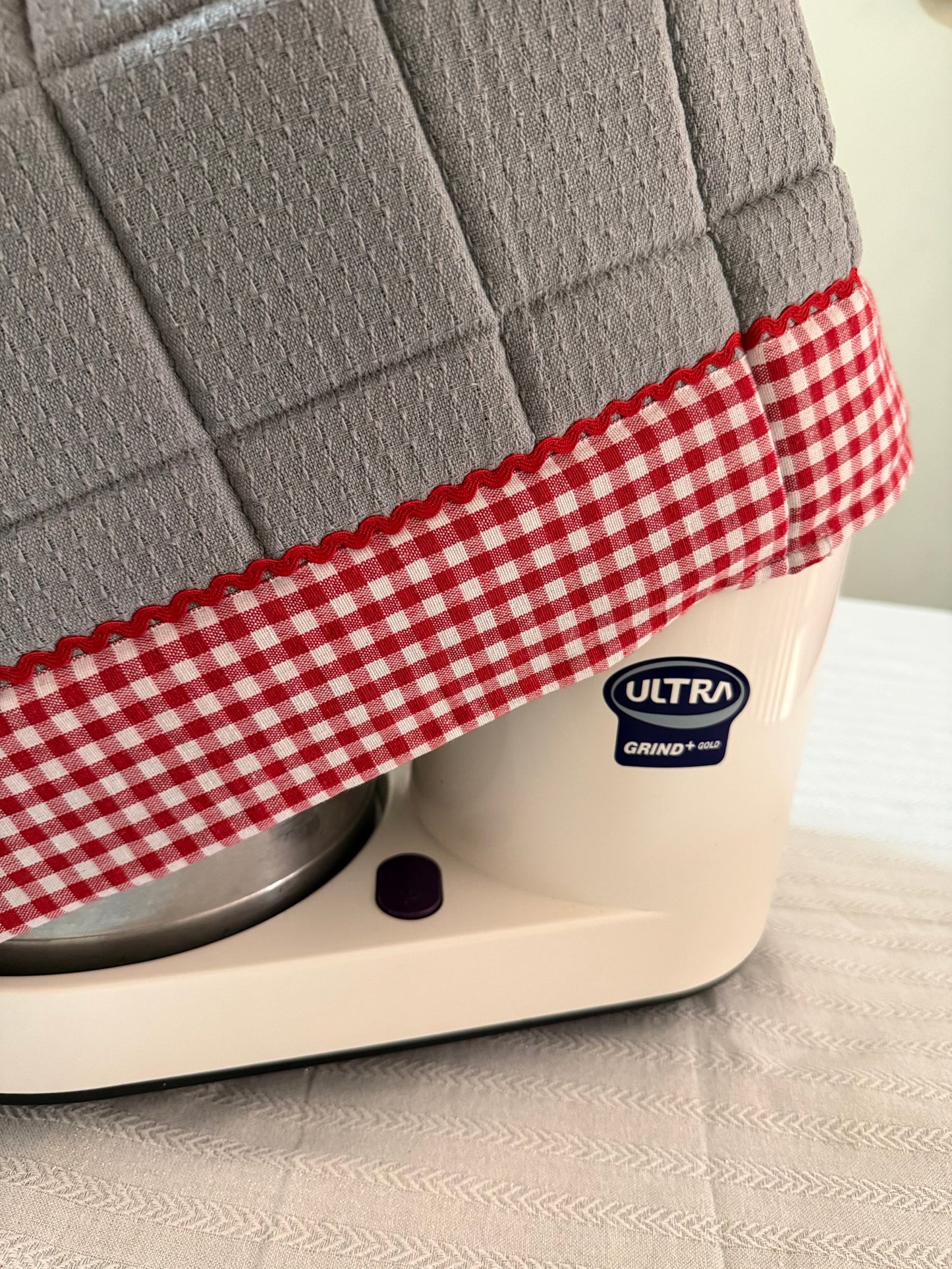 Wet Grinder Cover- Grey and Gingham