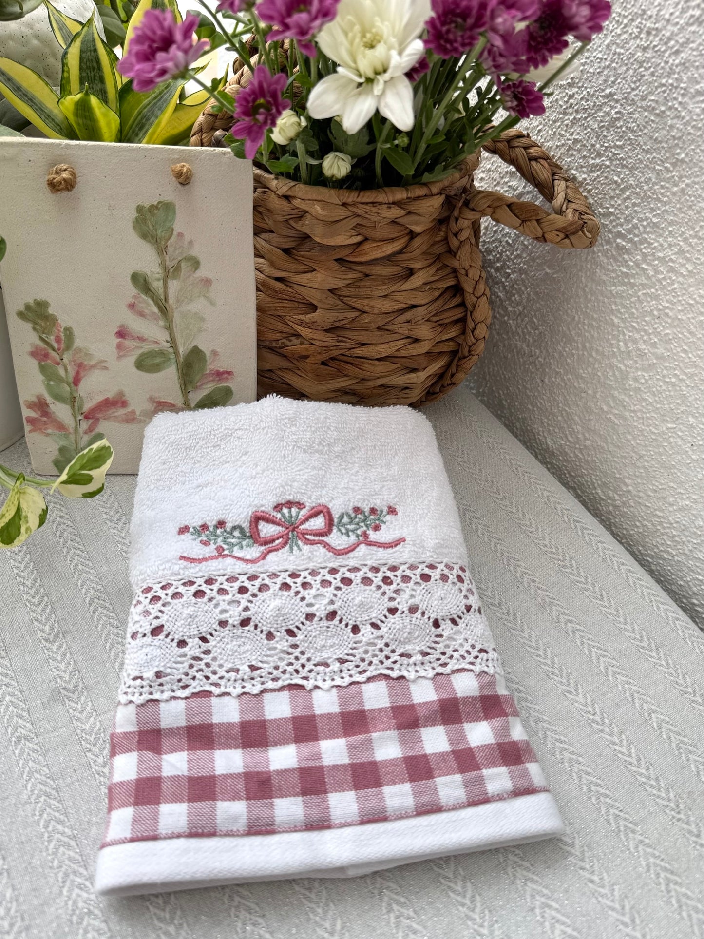 Hand Towel - Mauve Bow