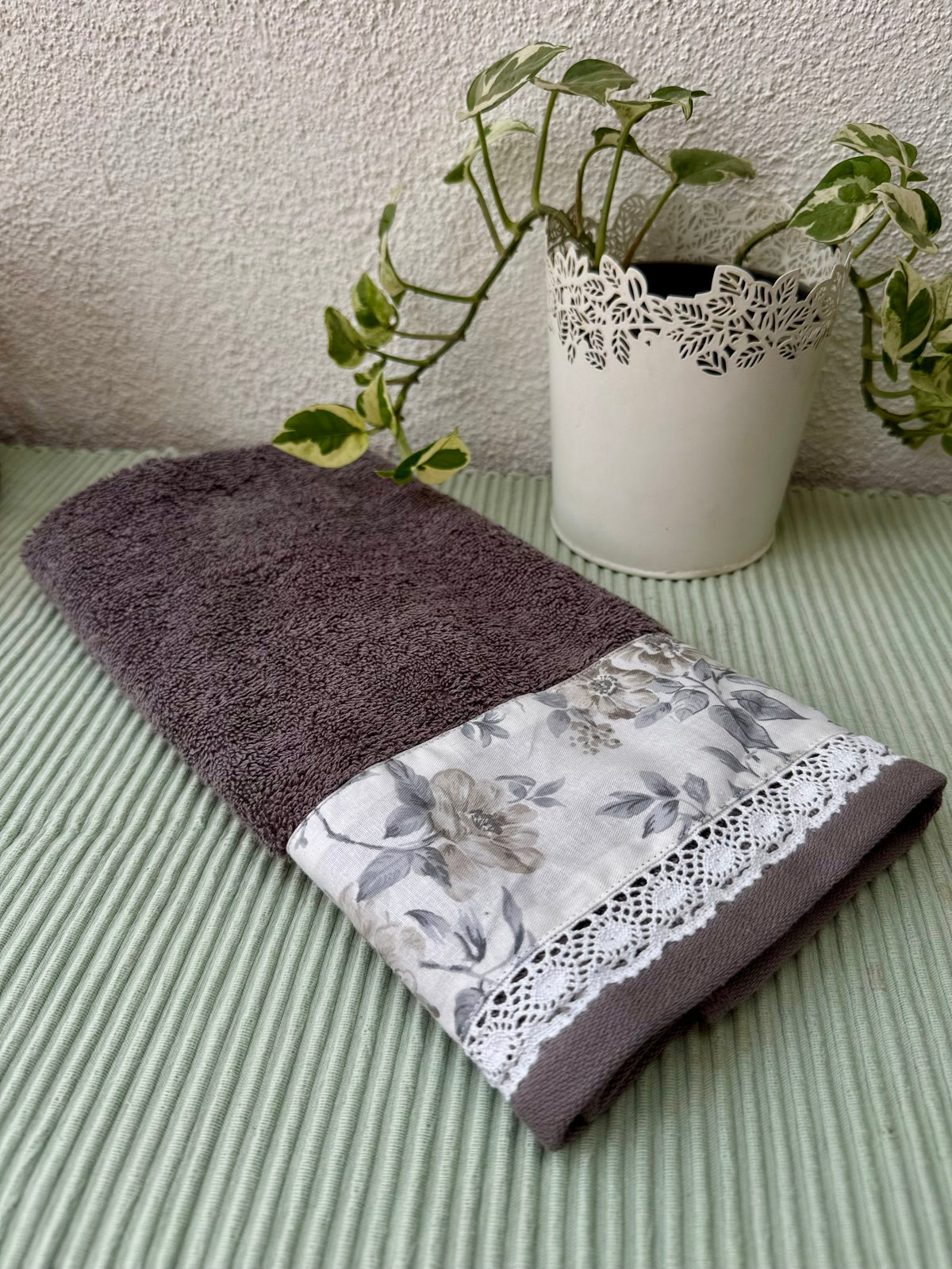 Hand Towels - Grey in Florals