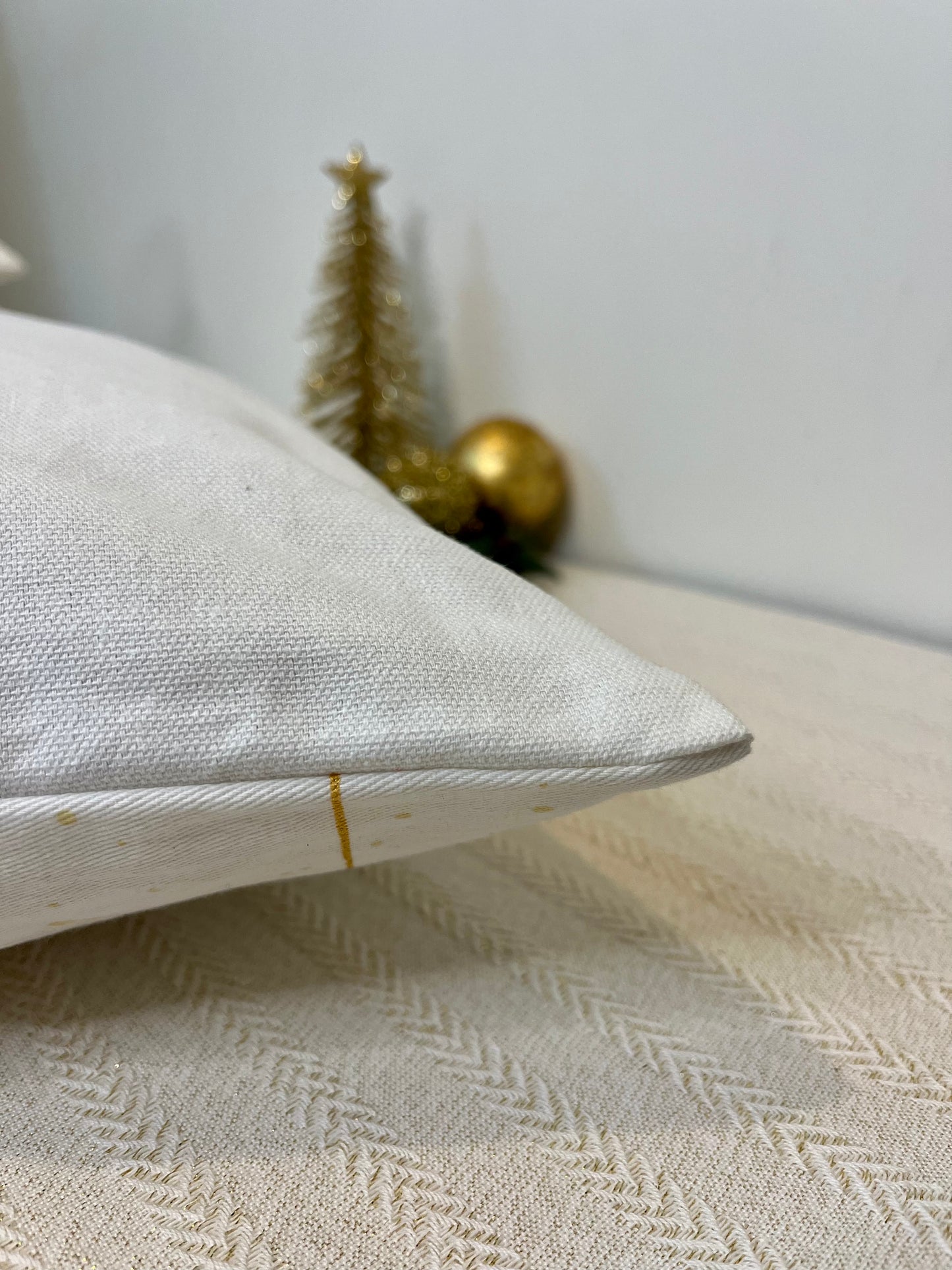 Christmas Cushion Cover - Gold & Grey Tree ornaments