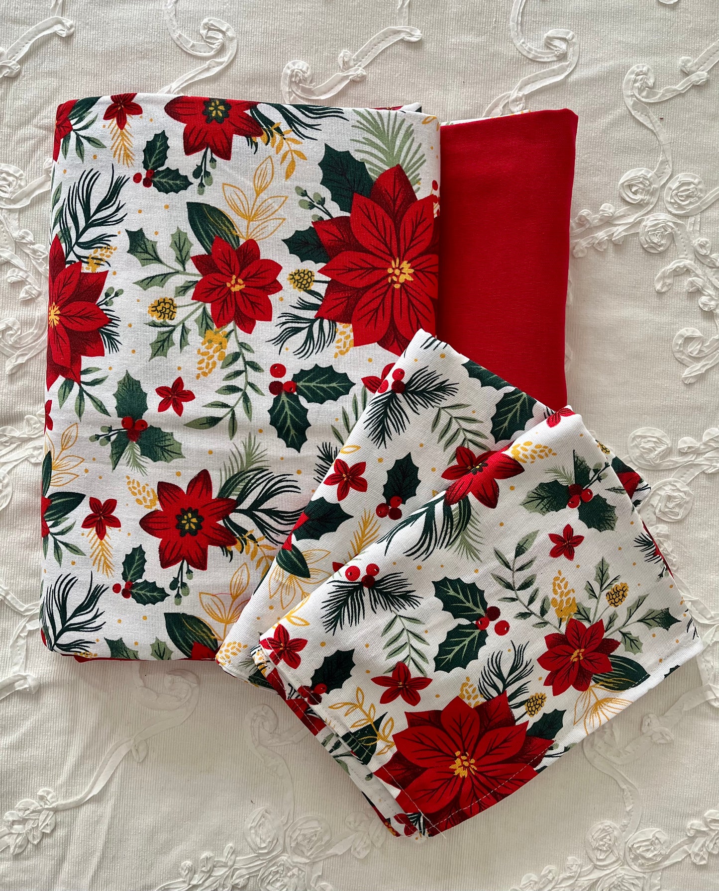 Christmas Bedsheet - Big Poinsettias