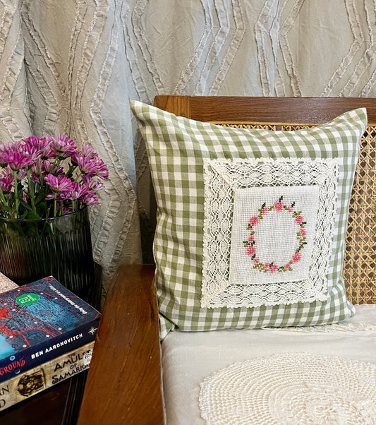 Cushion covers- Pink floral wreath