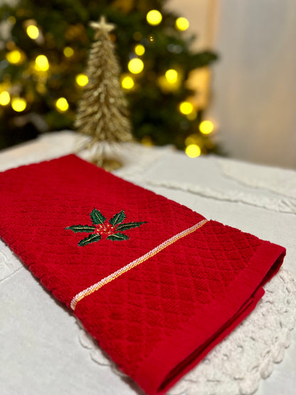 Christmas Hand Towel - Holly Bunch