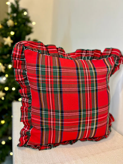 Christmas Cushion Cover -  Tartan Ruffles