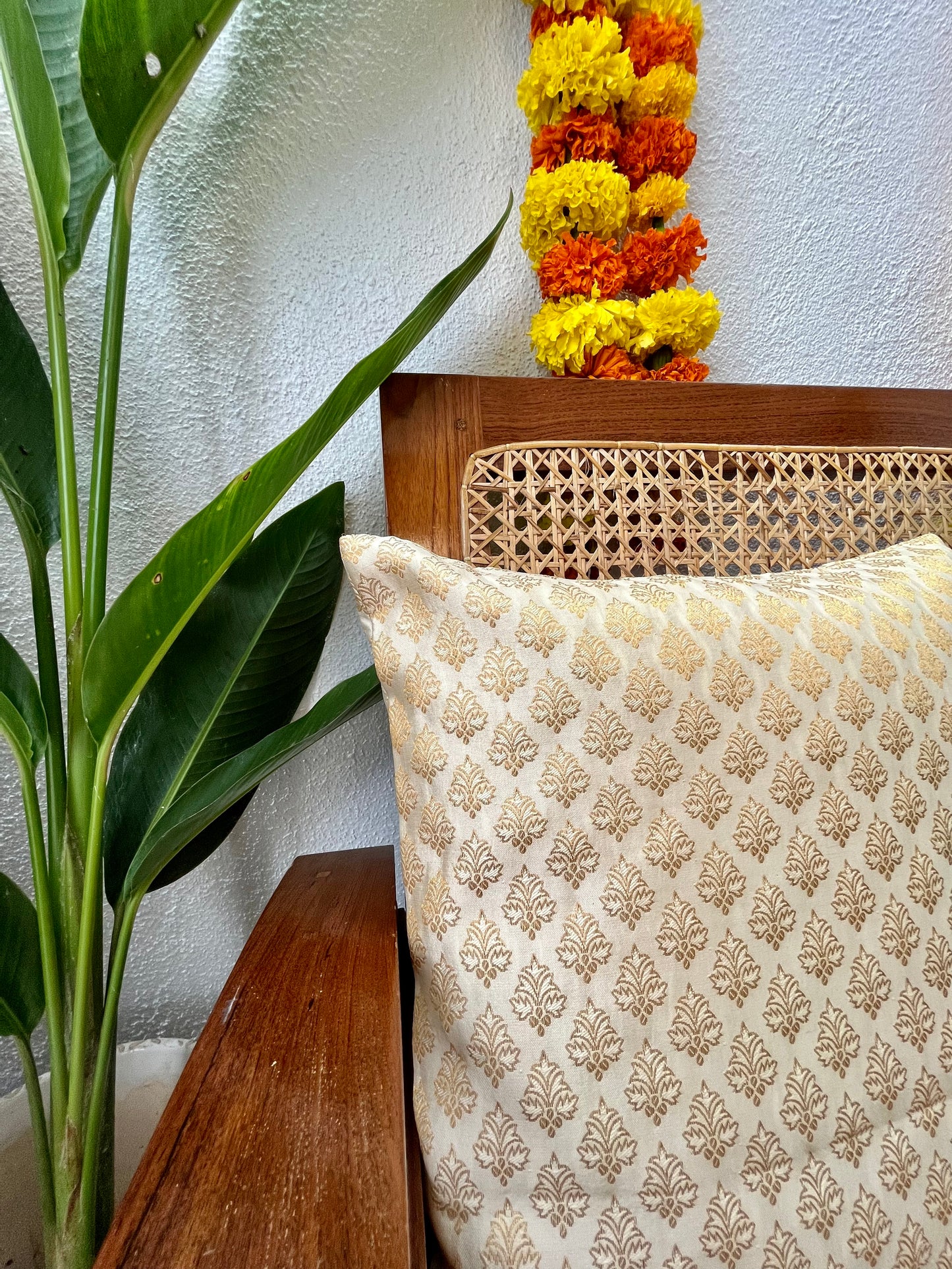 Cushion Cover - Gold On Ivory