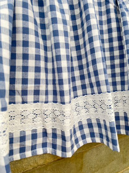 Kitchen Valance- Blue gingham n Lace