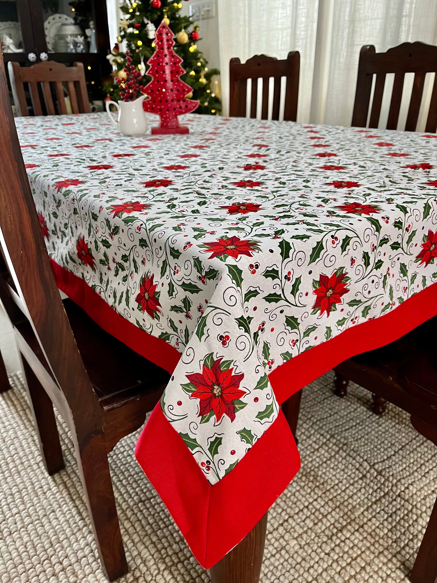 Christmas Tablecloth- Poised in Poinsettias