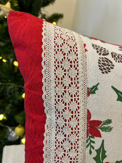 Cushion Cover- Red Poinsettia Stori