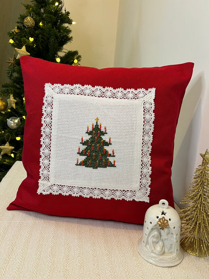 Cushion Cover- Trees n Candles ( Hand Embroidered)