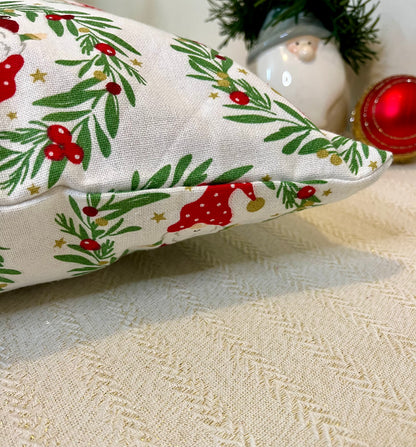 Christmas Cushion Cover - Gnomes & Holly