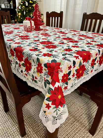 Christmas Tablecloth- Merry & Bright Poinsettias