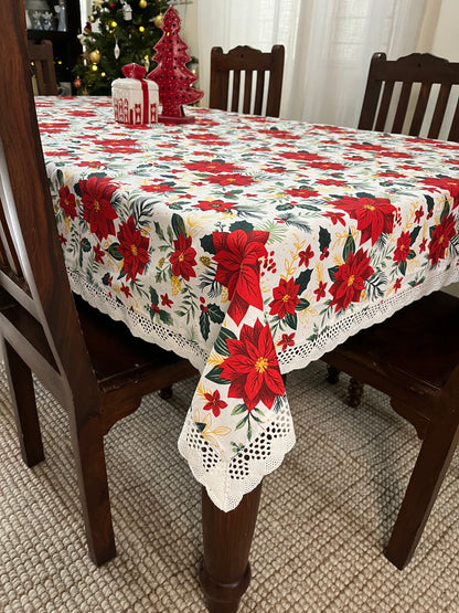 Christmas Tablecloth- Merry & Bright Poinsettias