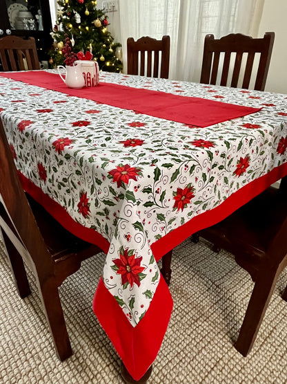 Christmas Tablecloth- Poised in Poinsettias