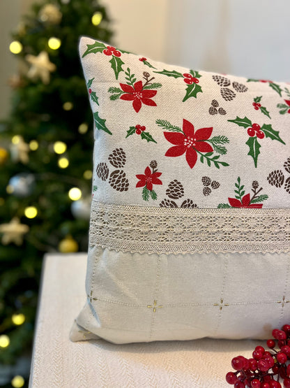 Cushion Cover- Poinsettia Half Stori