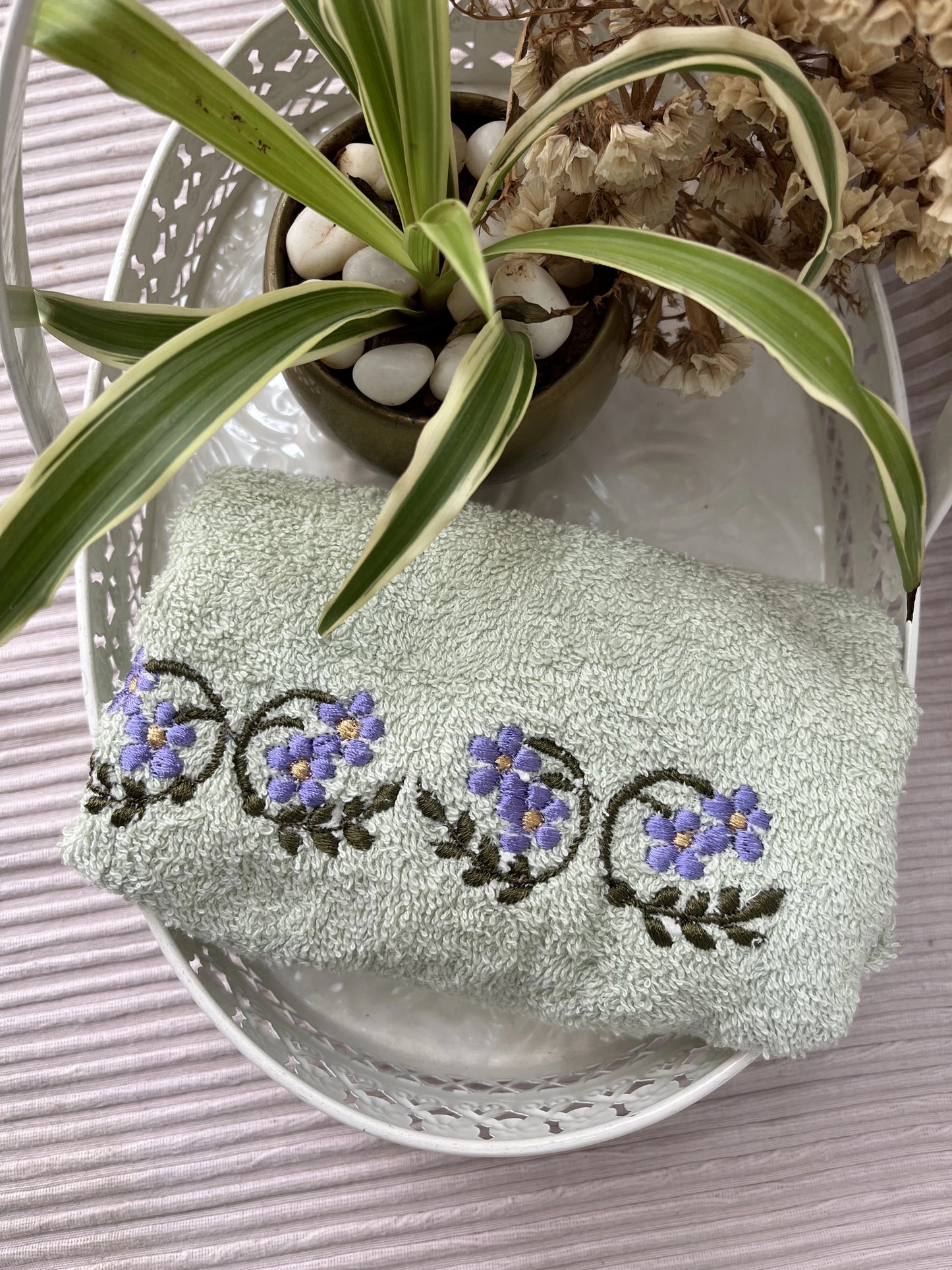 Hand Towel- Tiny purple Flowers