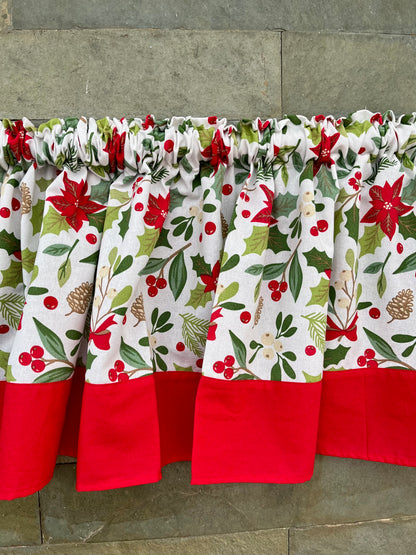 Christmas Kitchen Valance -  Poinsettias