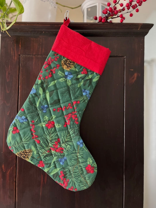 Christmas Stocking - Pine & Holly