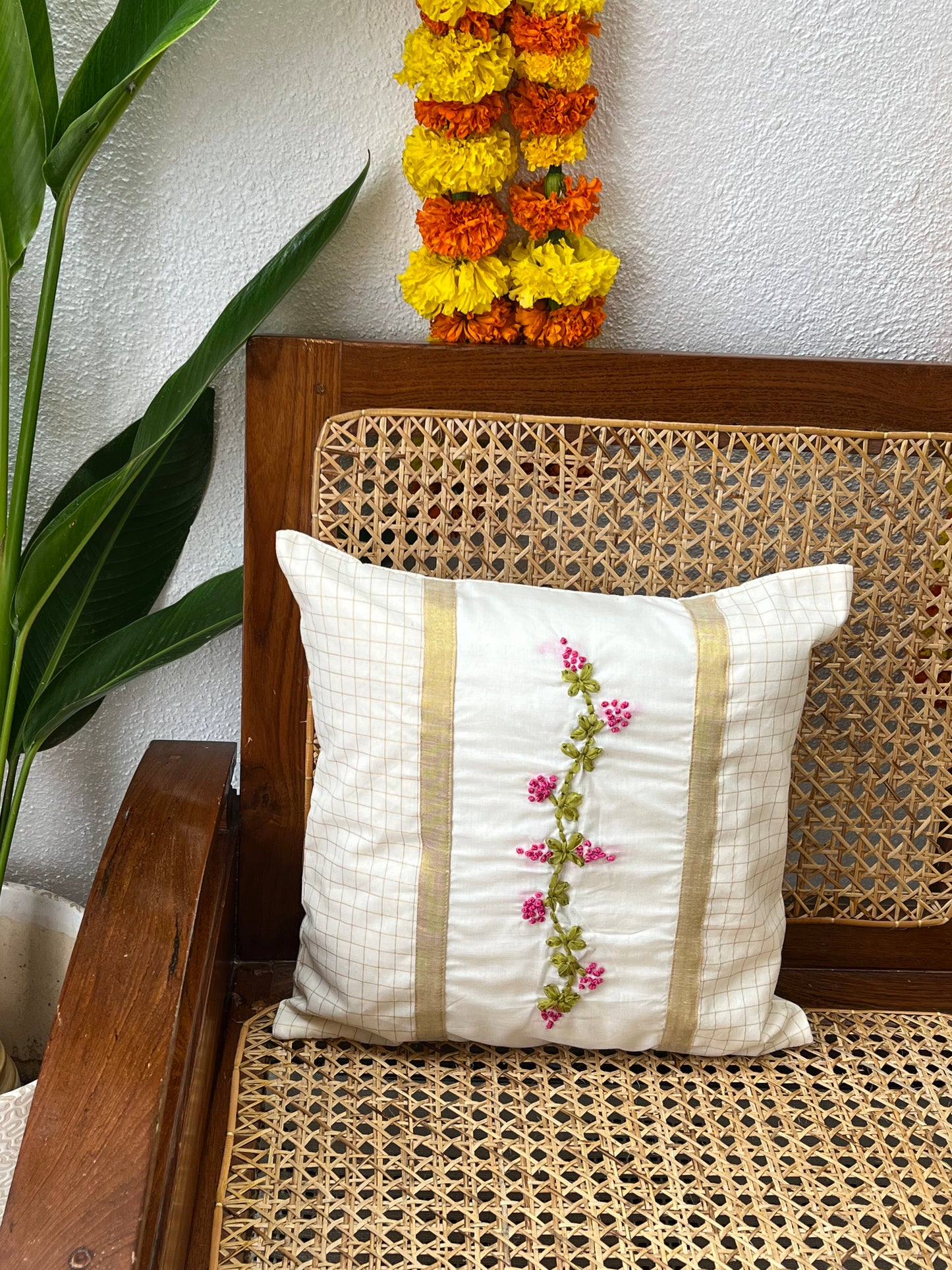 Cushion Cover - MadhuMalti (Hand Embroidered)