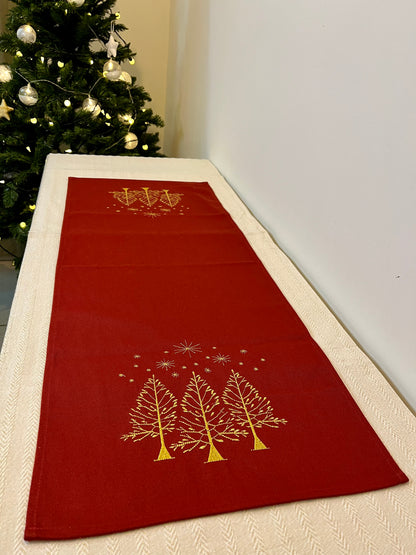 Christmas Runner - Gold Trees & Stars