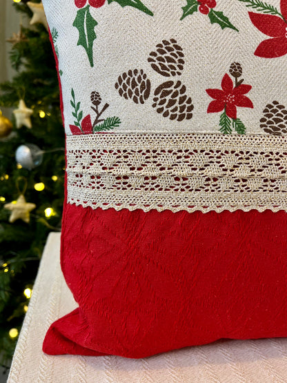 Cushion Cover- Red Poinsettia Half Stori