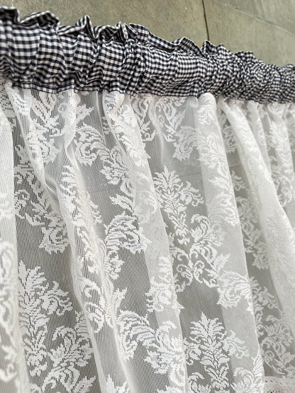 Kitchen Valance - Lace n Net ( Black Gingham )