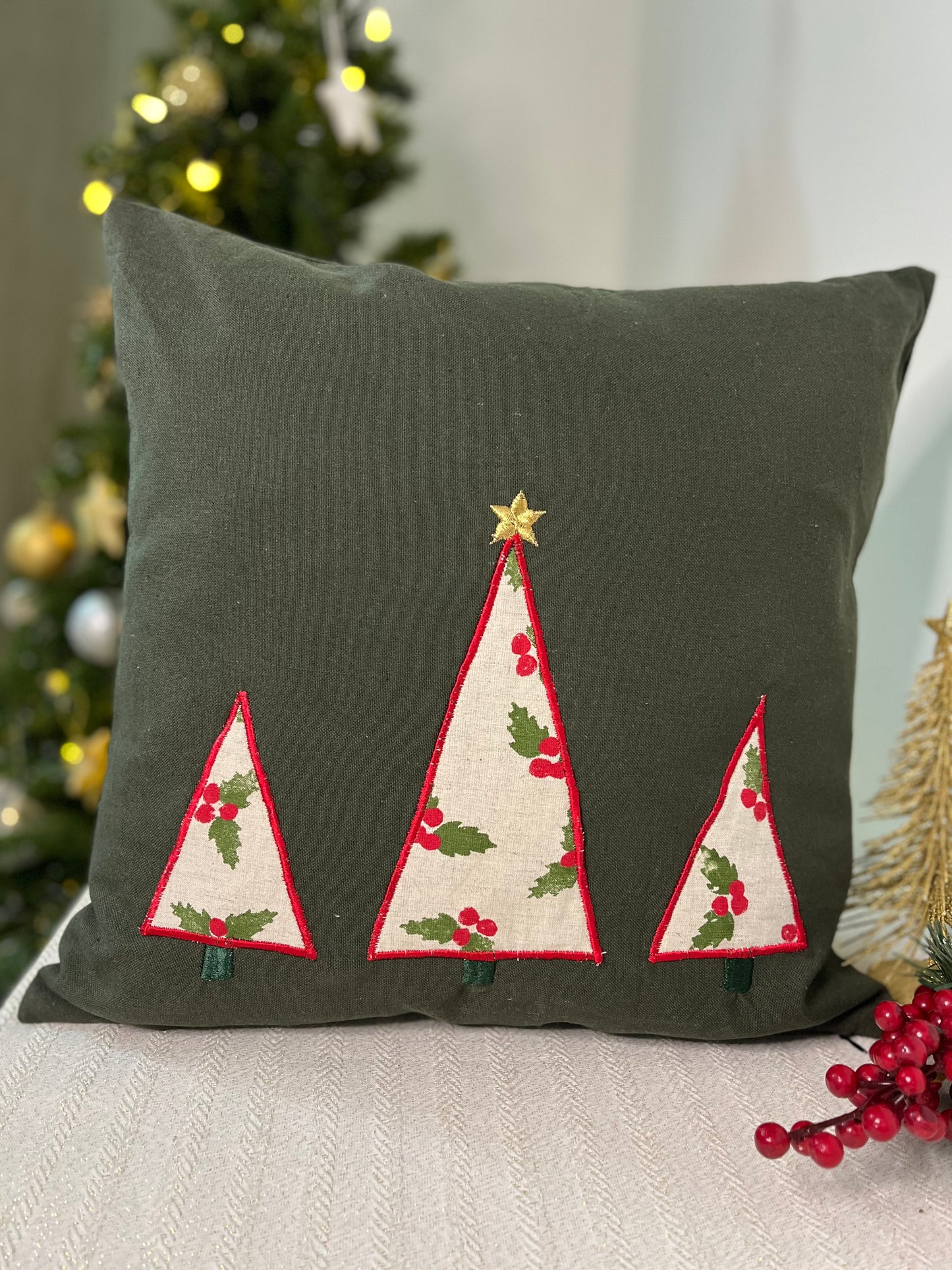 Christmas Cushion Cover - Tree Applique