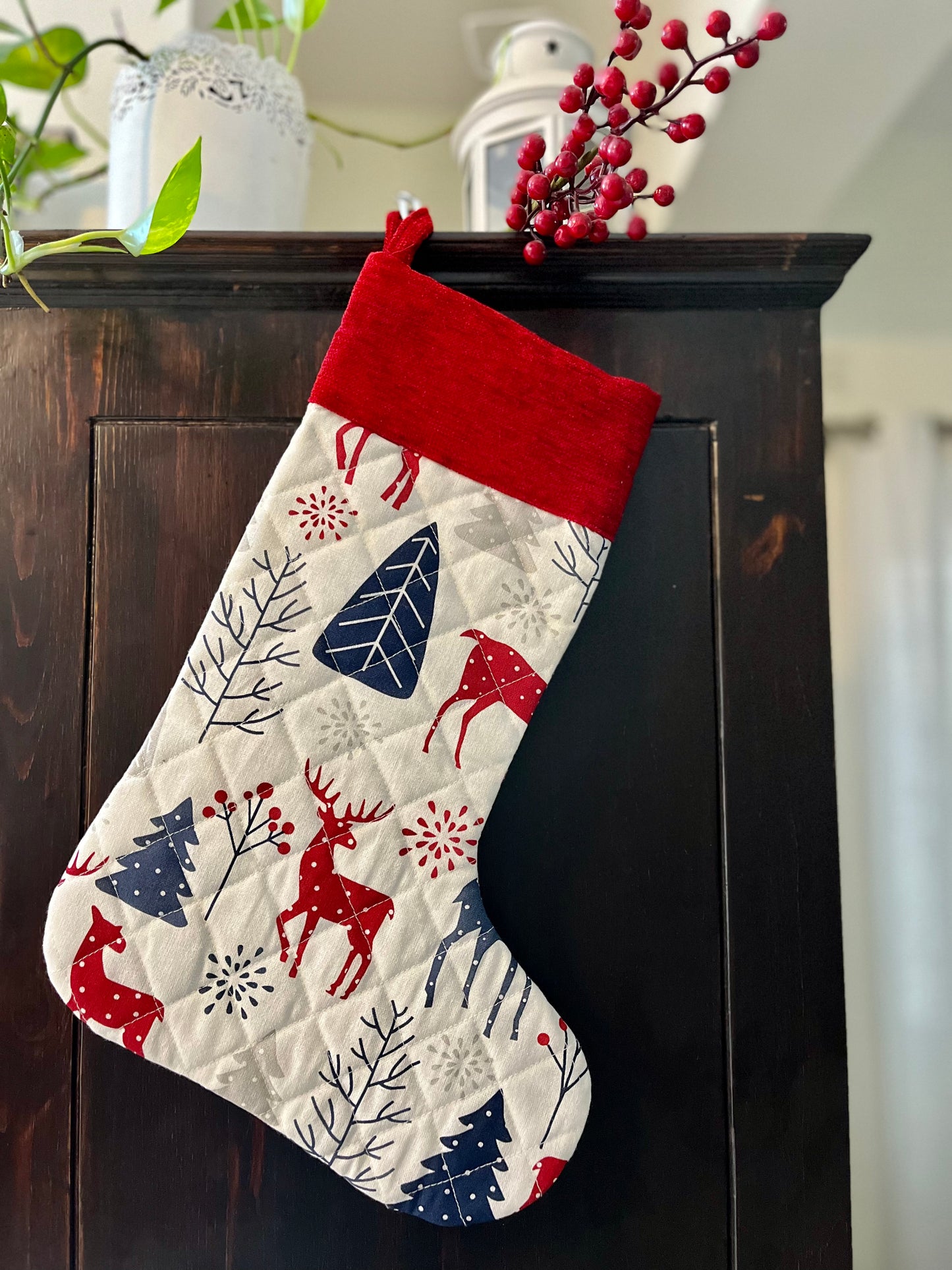 Christmas Stockings - Rudolf in Pine forest