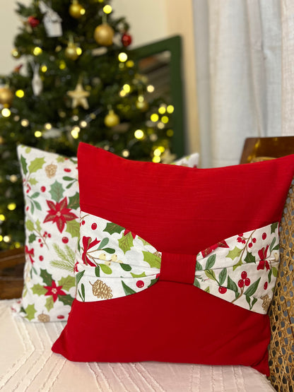 Christmas Cushion Cover - Poinsettia Foliage