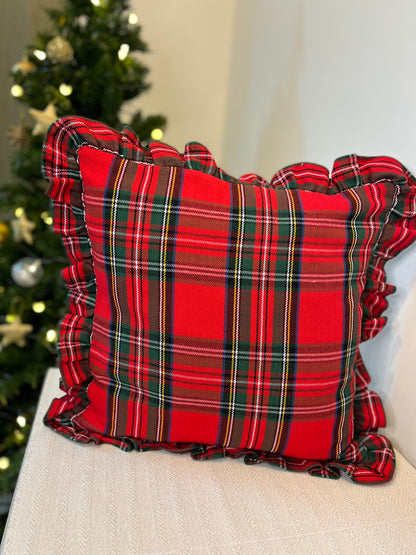 Christmas Cushion Cover -  Tartan Ruffles