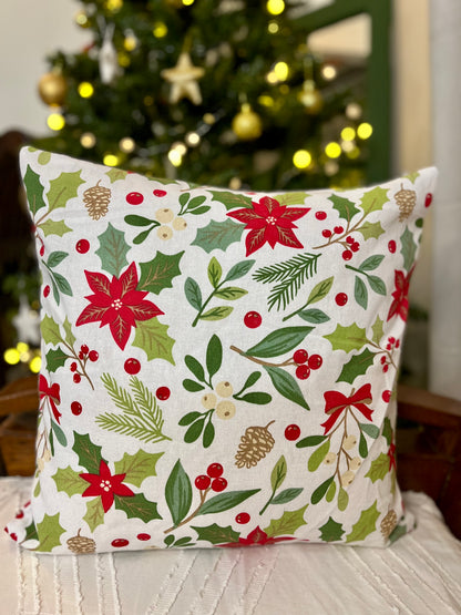 Christmas Cushion Cover - Poinsettia Foliage