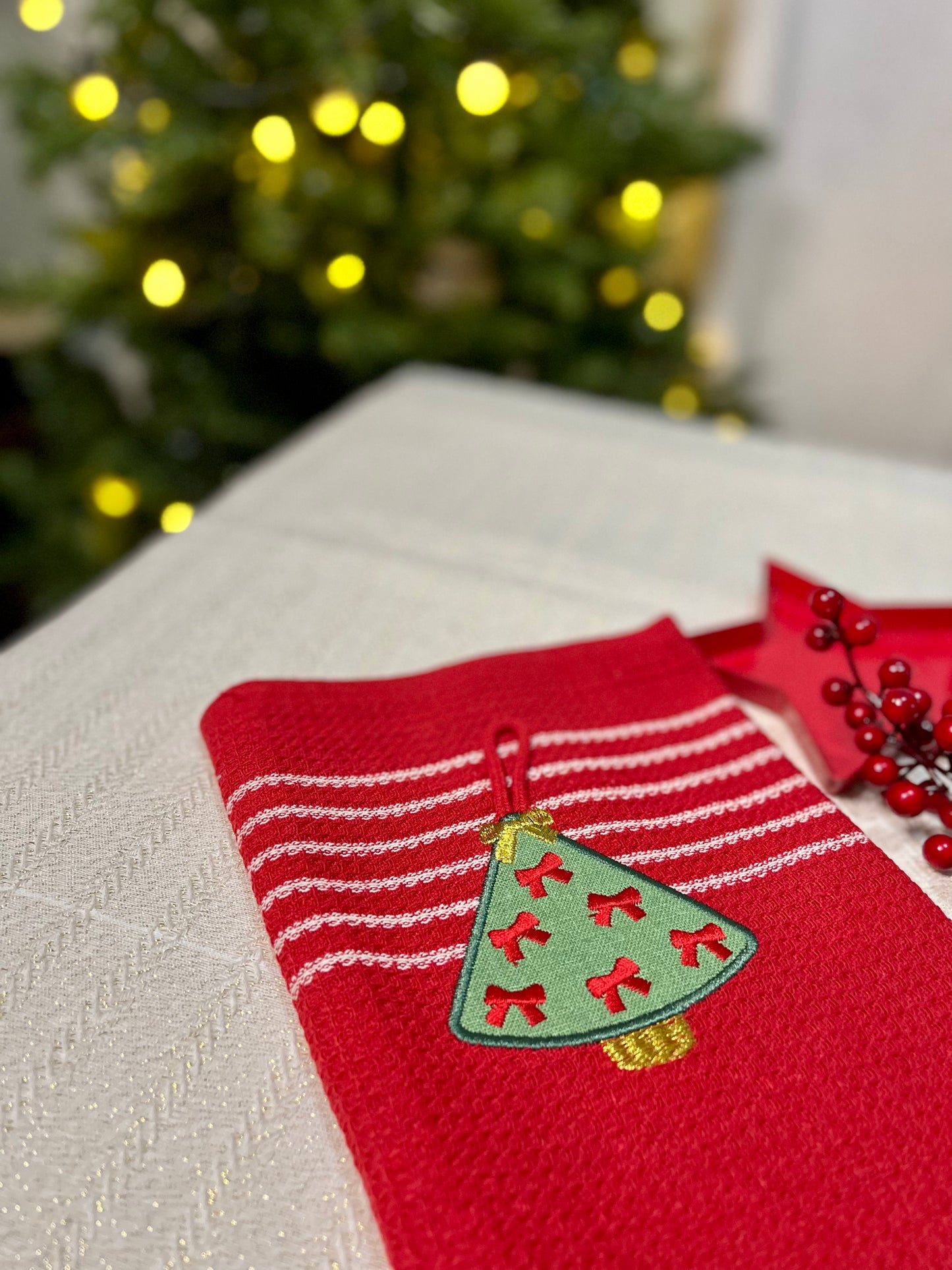 Christmas Kitchen Towel - Tree Applique